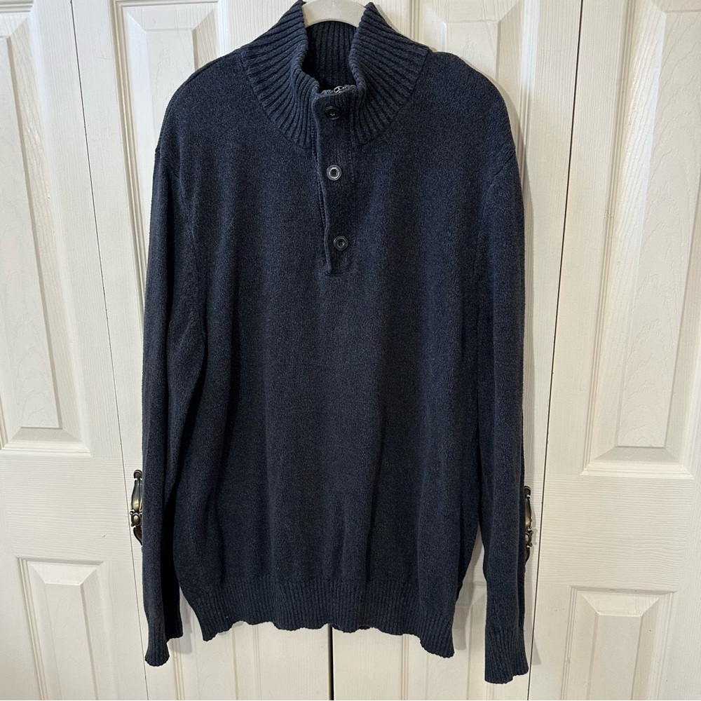 American Eagle Athletic Fit Knit Henley Sweater Mens Size XXL Heather Gray